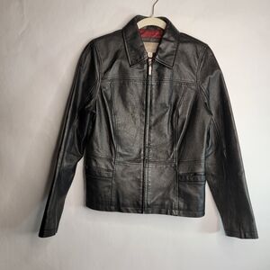 Croft & Barrow Women's Black Leather Jacket Size Small